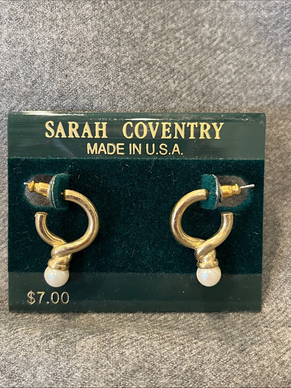 💕 2/$15 Vtg Sarah Coventry Drop Faux Pearl Earrings-NIP